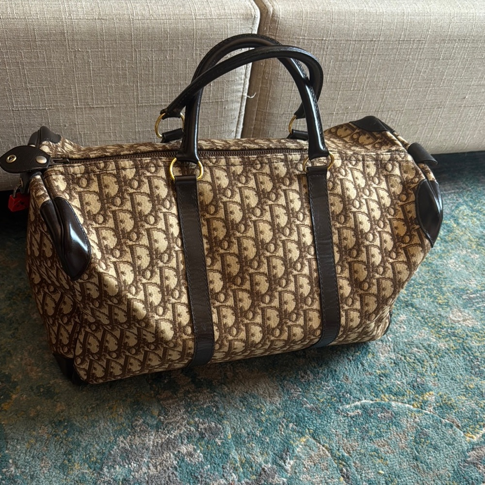 Dior Trotter Brown Canvas and Leather Tote Bag sz45